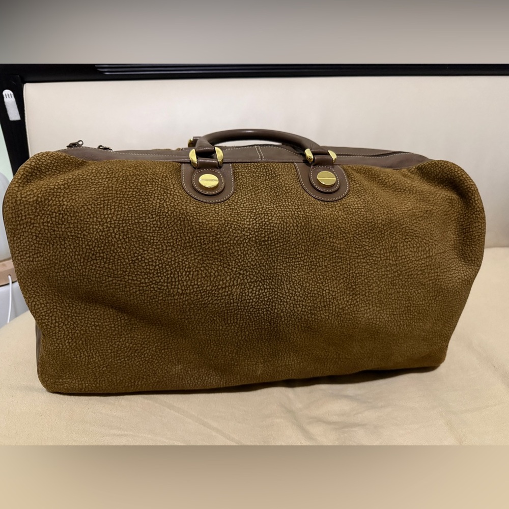 BORBONESE Redwall Leather and Suede Boston Bag Very Good used condition